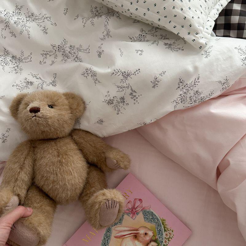 Emi Patchwork Gingham Bedding Set / Soft Mocha Pink Ever Lasting