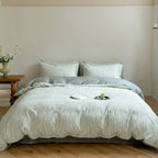 Emma Duo Striped Jacquard Bedding Set / Green Ever Lasting