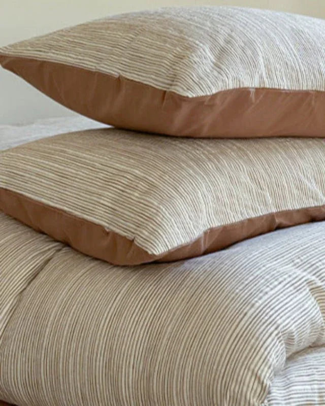 Emma Duo Striped Jacquard Bedding Set / Green Ever Lasting