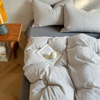 Emma Duo Striped Jacquard Bedding Set / Green Ever Lasting