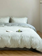 Emma Duo Striped Jacquard Bedding Set / Green Ever Lasting