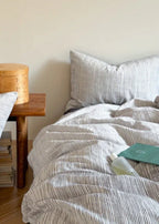 Emma Duo Striped Jacquard Bedding Set / Green Ever Lasting