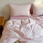 Emma Duo Striped Jacquard Bedding Set / Green Ever Lasting