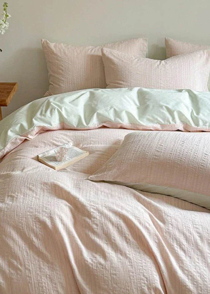 Emma Duo Striped Jacquard Bedding Set / Green Ever Lasting