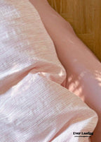 Emma Duo Striped Jacquard Bedding Set / Light Pink Ever Lasting