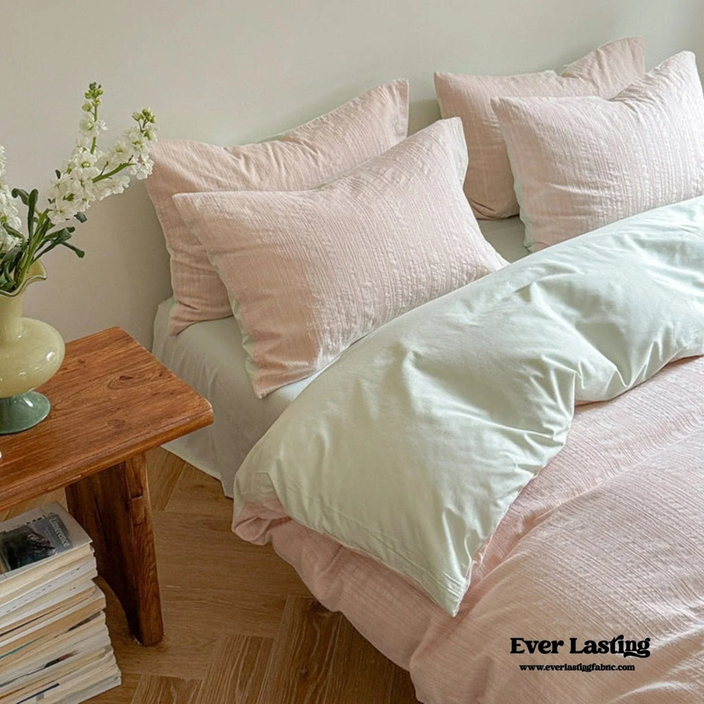 Emma Duo Striped Jacquard Bedding Set / Light Pink Ever Lasting