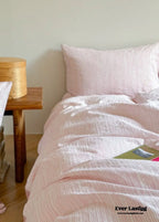Emma Duo Striped Jacquard Bedding Set / Light Pink Ever Lasting