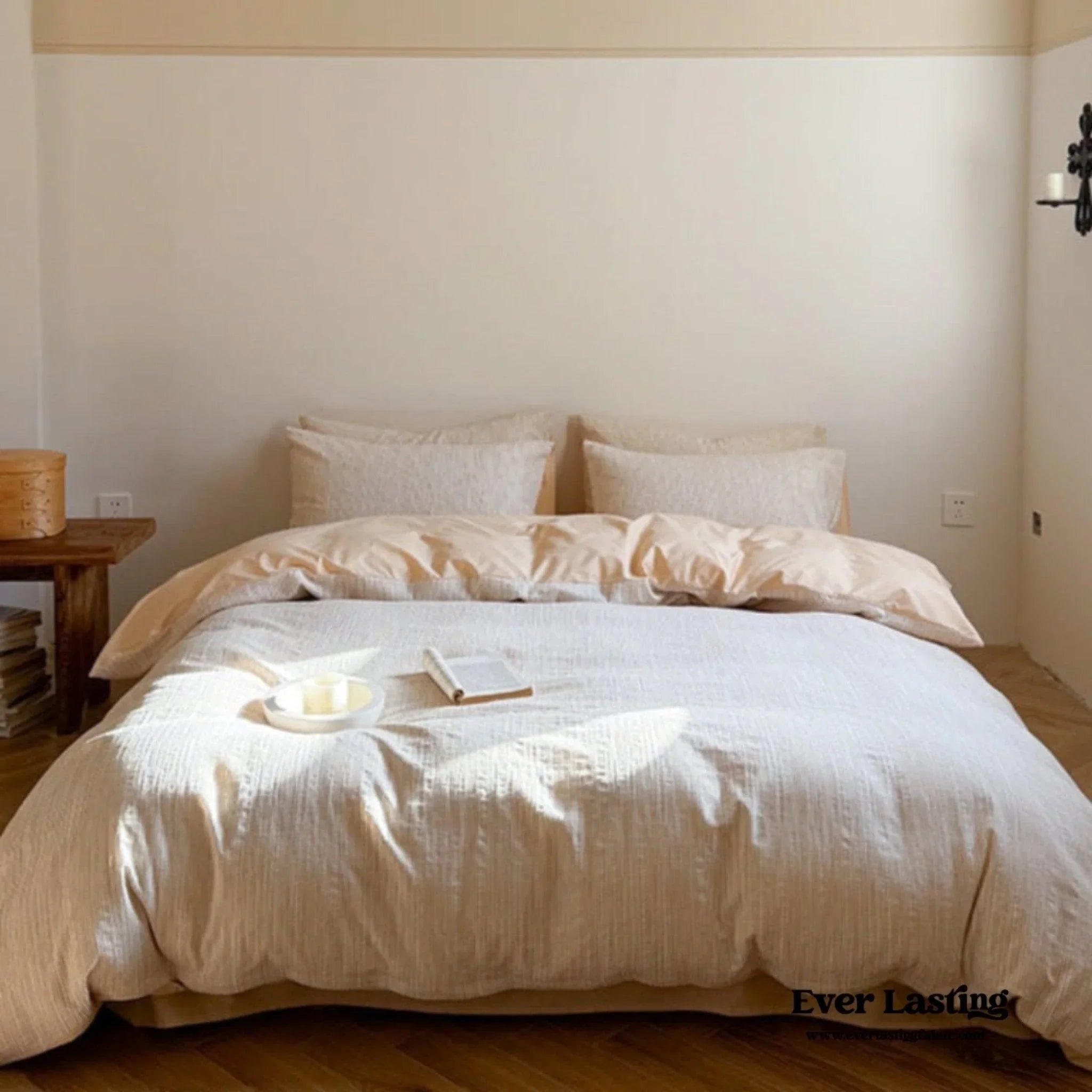 Emma Duo Striped Jacquard Bedding Set / Light Pink Ever Lasting