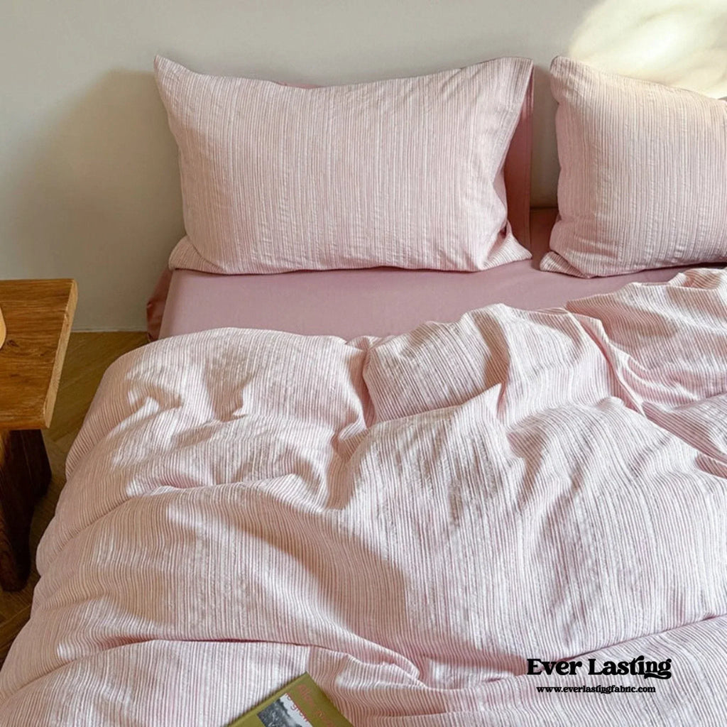 Emma Duo Striped Jacquard Bedding Set / Light Pink Ever Lasting