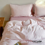 Emma Duo Striped Jacquard Bedding Set / Light Pink Ever Lasting