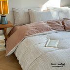 Emma Duo Striped Jacquard Bedding Set / Light Pink Ever Lasting