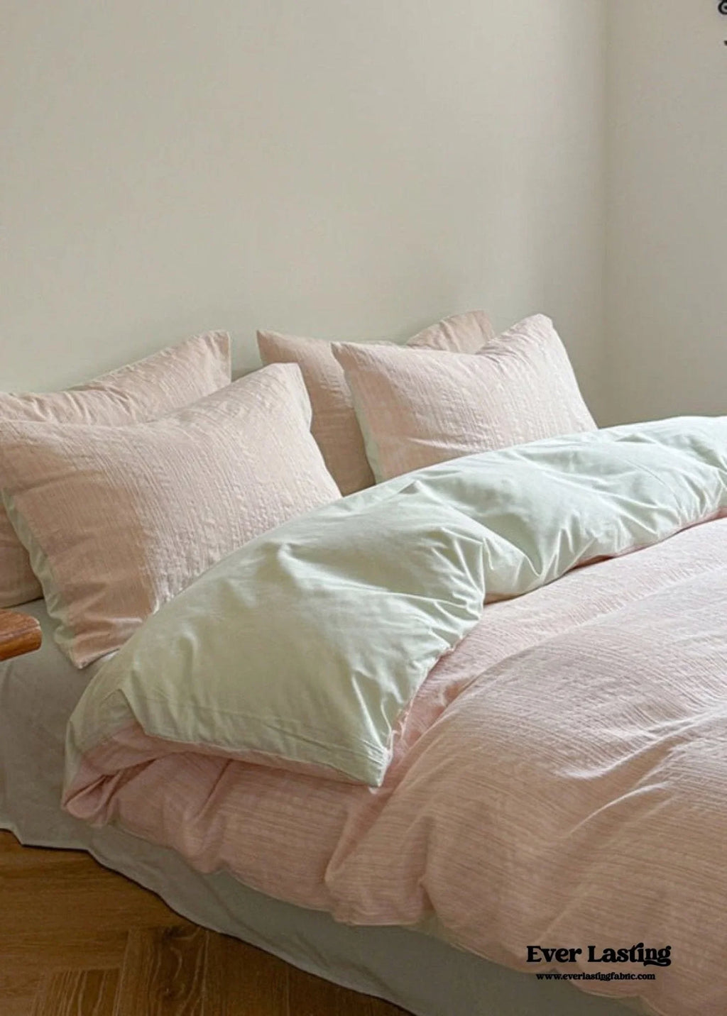 Emma Duo Striped Jacquard Bedding Set / Pink Ever Lasting