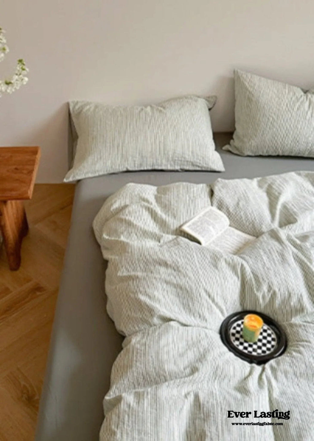 Emma Duo Striped Jacquard Bedding Set / Pink Ever Lasting