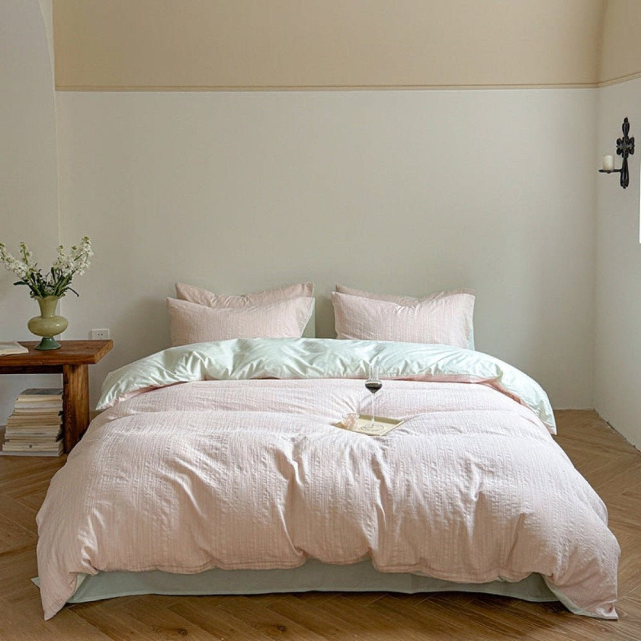 Emma Duo Striped Jacquard Bedding Set / Pink