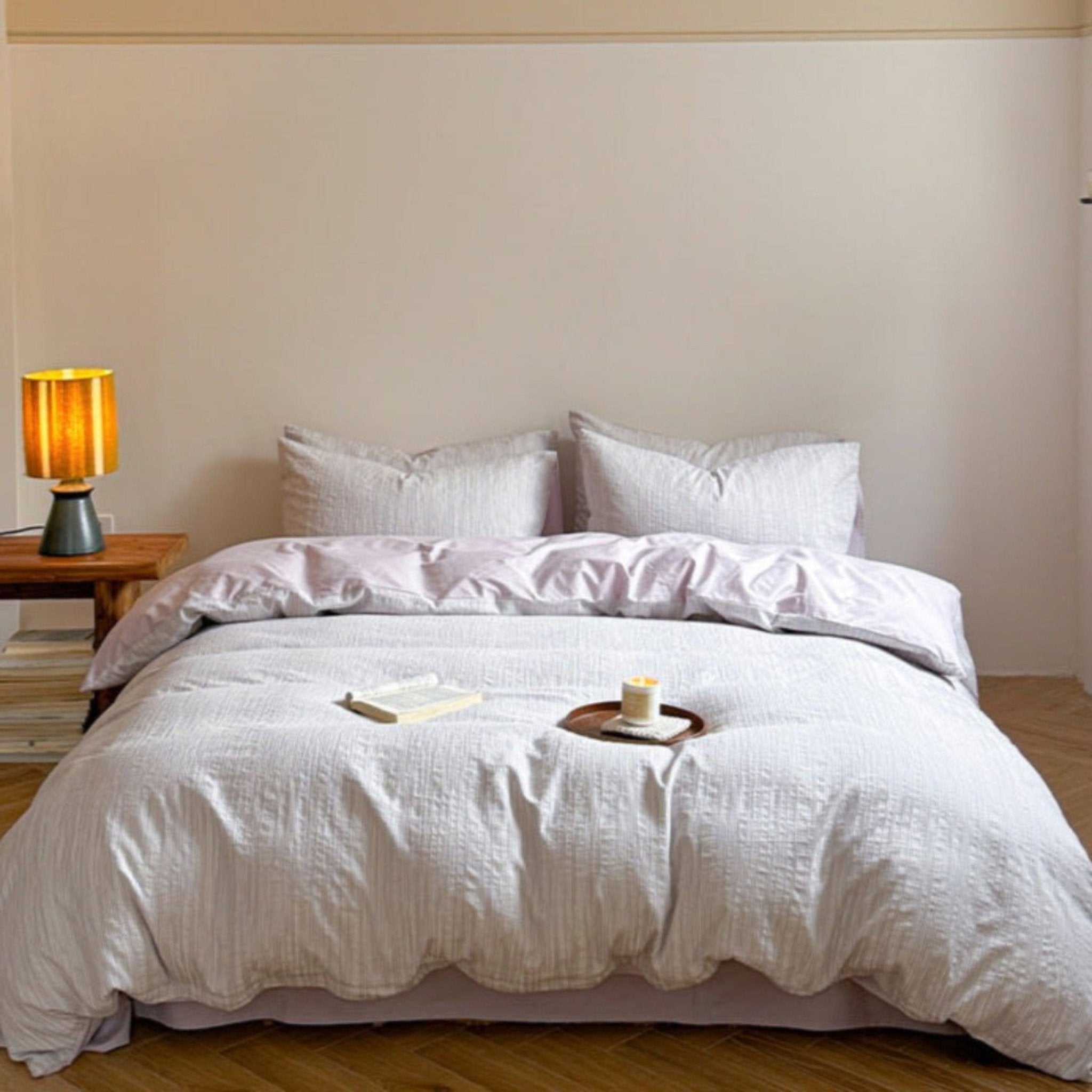 Emma Duo Striped Jacquard Bedding Set / Pink