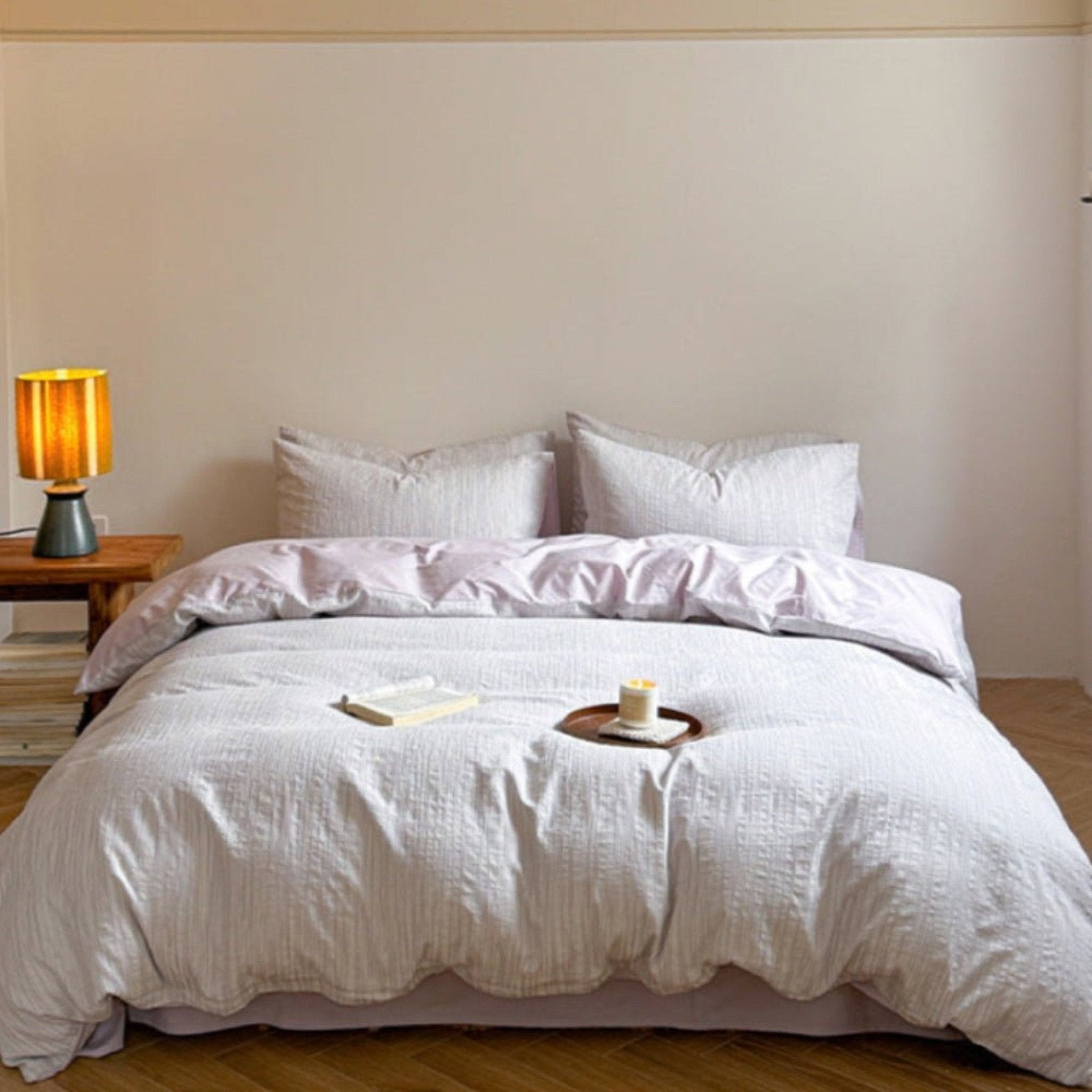 Emma Duo Striped Jacquard Bedding Set / Pink