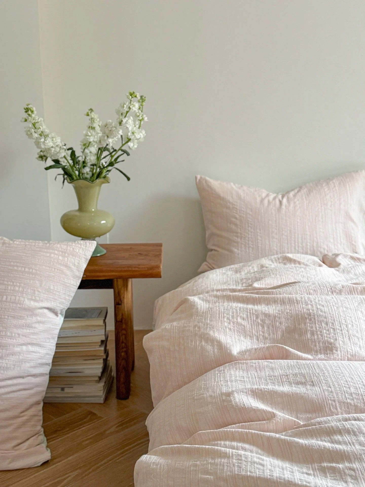 Emma Duo Striped Jacquard Bedding Set / Pink Ever Lasting