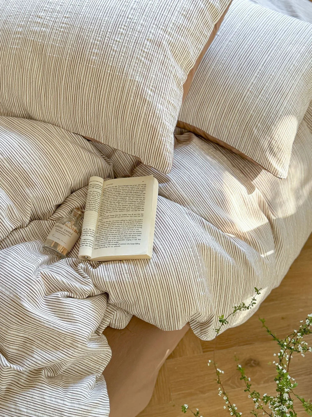 Emma Duo Striped Jacquard Bedding Set / Pink Ever Lasting