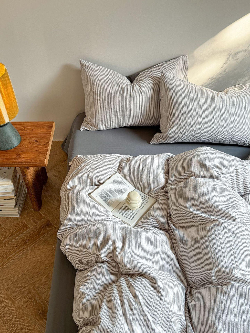 Emma Duo Striped Jacquard Bedding Set / Pink Ever Lasting