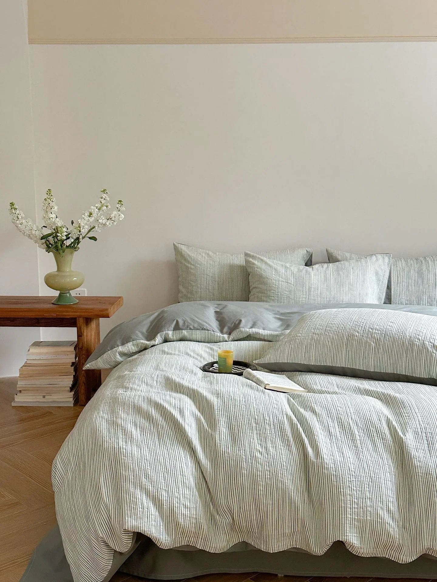 Emma Duo Striped Jacquard Bedding Set / Pink Ever Lasting