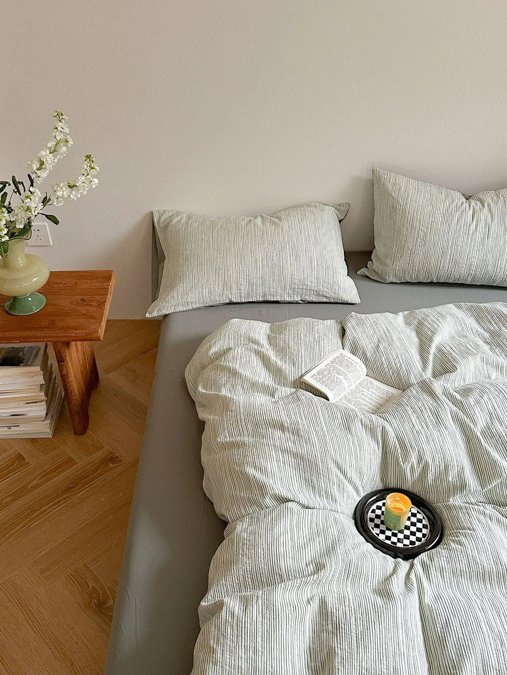 Emma Duo Striped Jacquard Bedding Set / Pink Ever Lasting