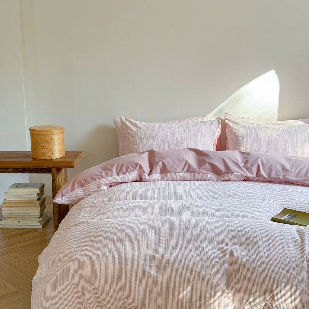 Emma Duo Striped Jacquard Bedding Set / Pink Ever Lasting