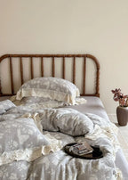 Emmeline Lace Ruffle Floral Bedding Set / Gray Ever Lasting