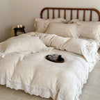 Emmeline Lace Ruffle Floral Bedding Set / Gray Ever Lasting