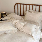 Emmeline Lace Ruffle Floral Bedding Set / Gray Ever Lasting