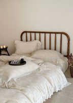 Emmeline Lace Ruffle Floral Bedding Set / Gray Ever Lasting