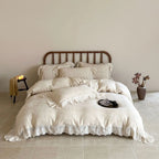 Emmeline Lace Ruffle Floral Bedding Set / White Ever Lasting