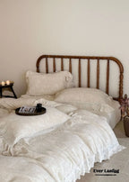 Emmeline Lace Ruffle Floral Bedding Set / White Ever Lasting