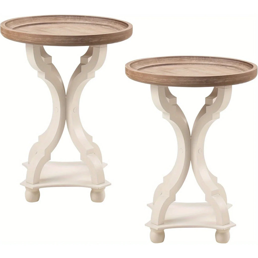 Farmhouse Cottagecore Accent End Table, Natural Tray Top Side Table Nightstand for Family, Dinning or... - House Of Avana