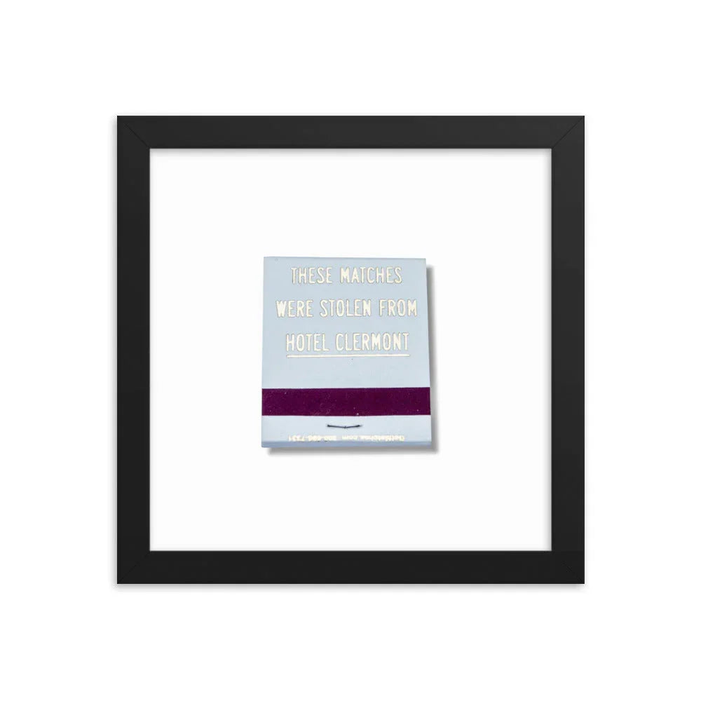 Hotel Clermont Framed Print matchbook photos