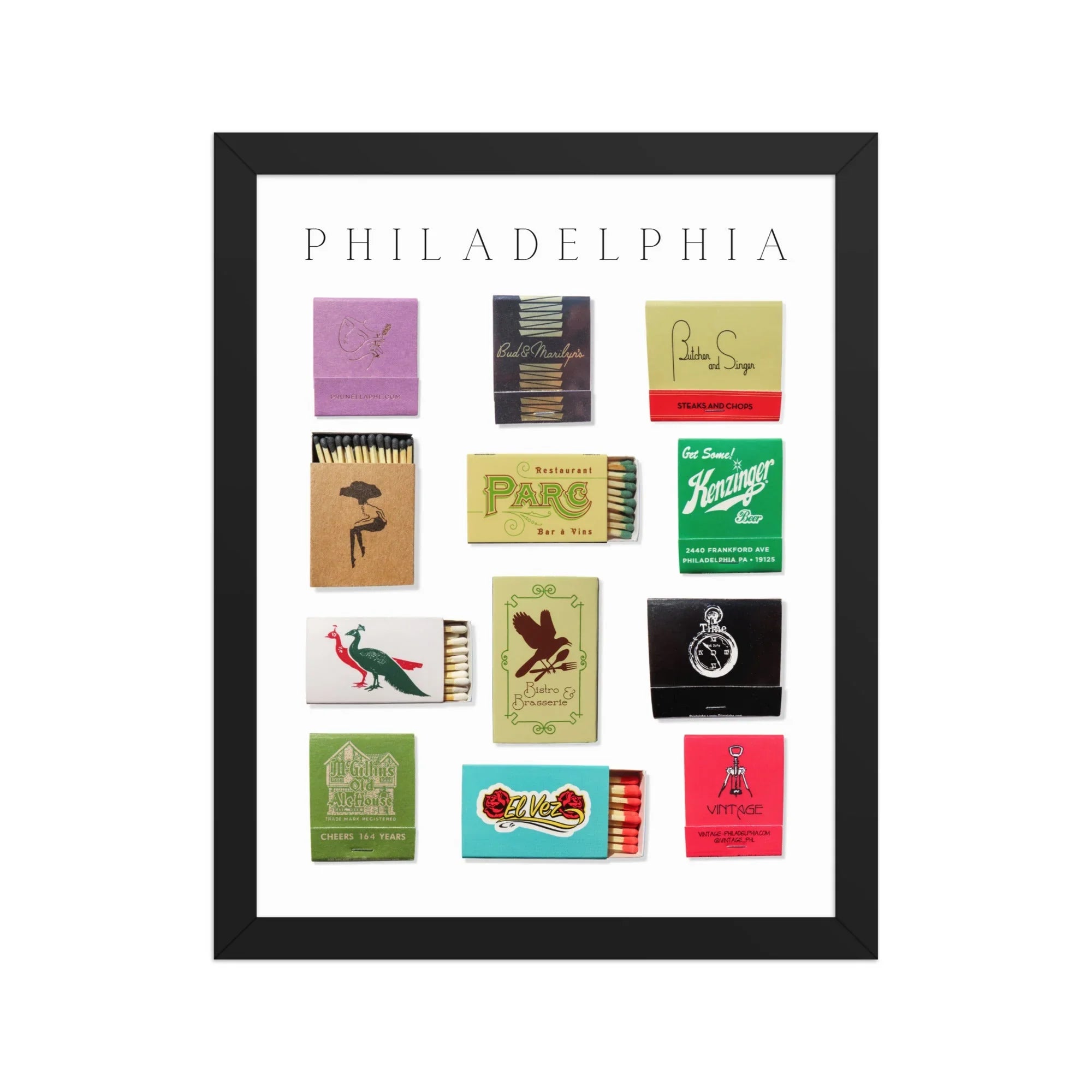 Philadelphia Framed Print matchbook photos
