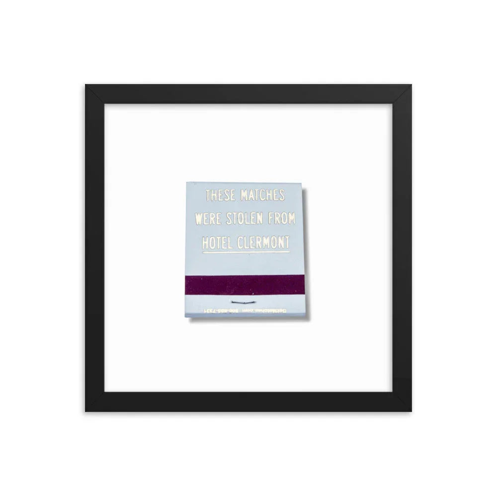 Hotel Clermont Framed Print matchbook photos