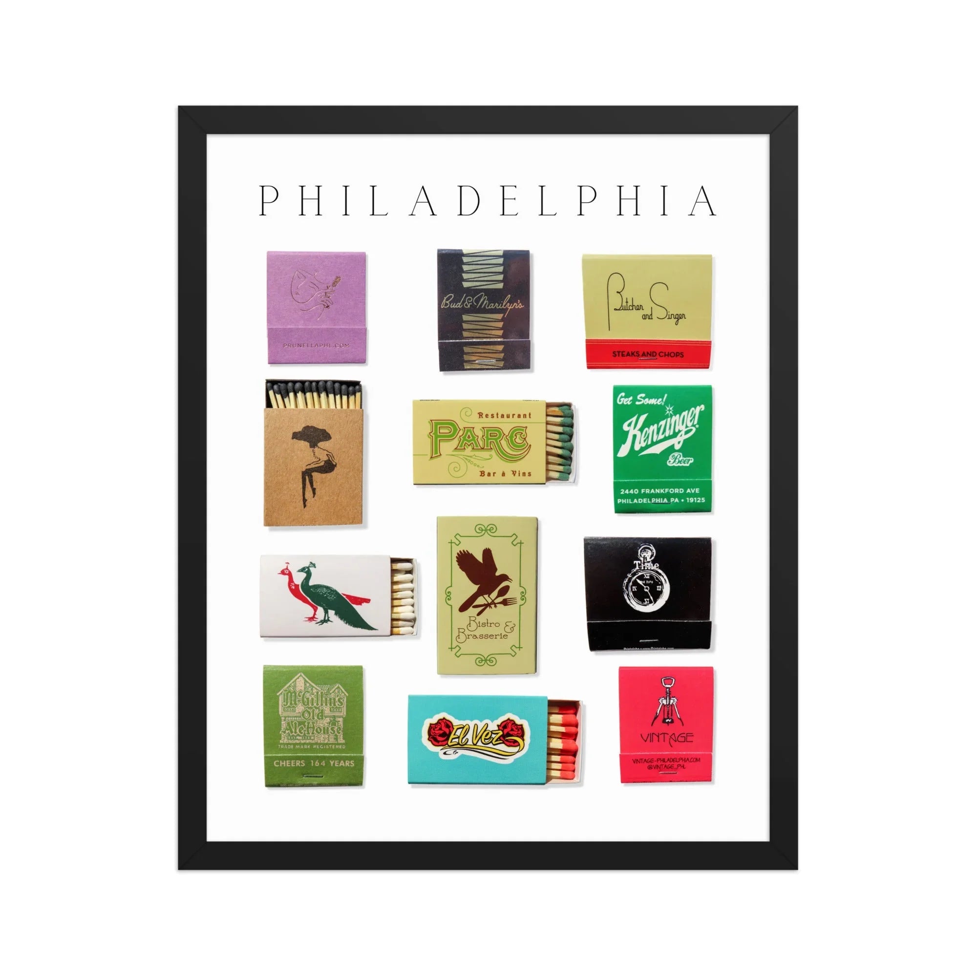 Philadelphia Framed Print matchbook photos