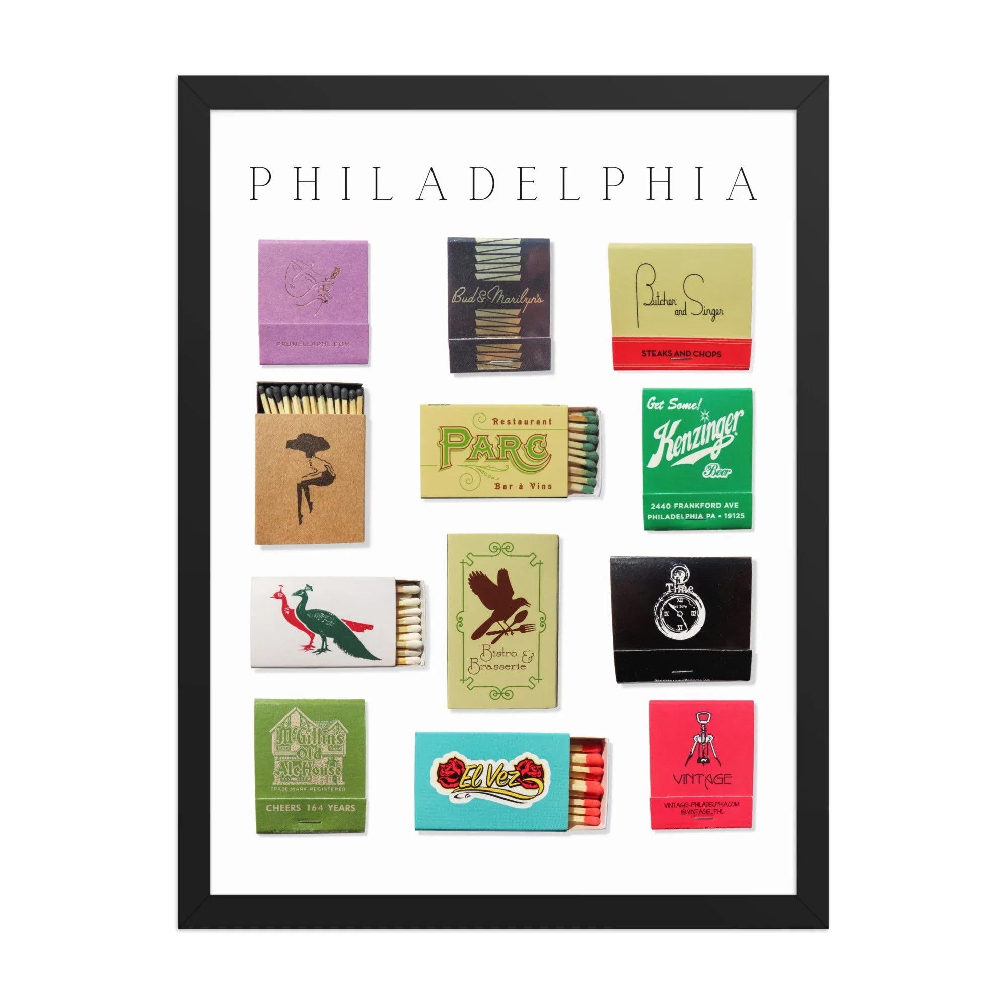 Philadelphia Framed Print matchbook photos