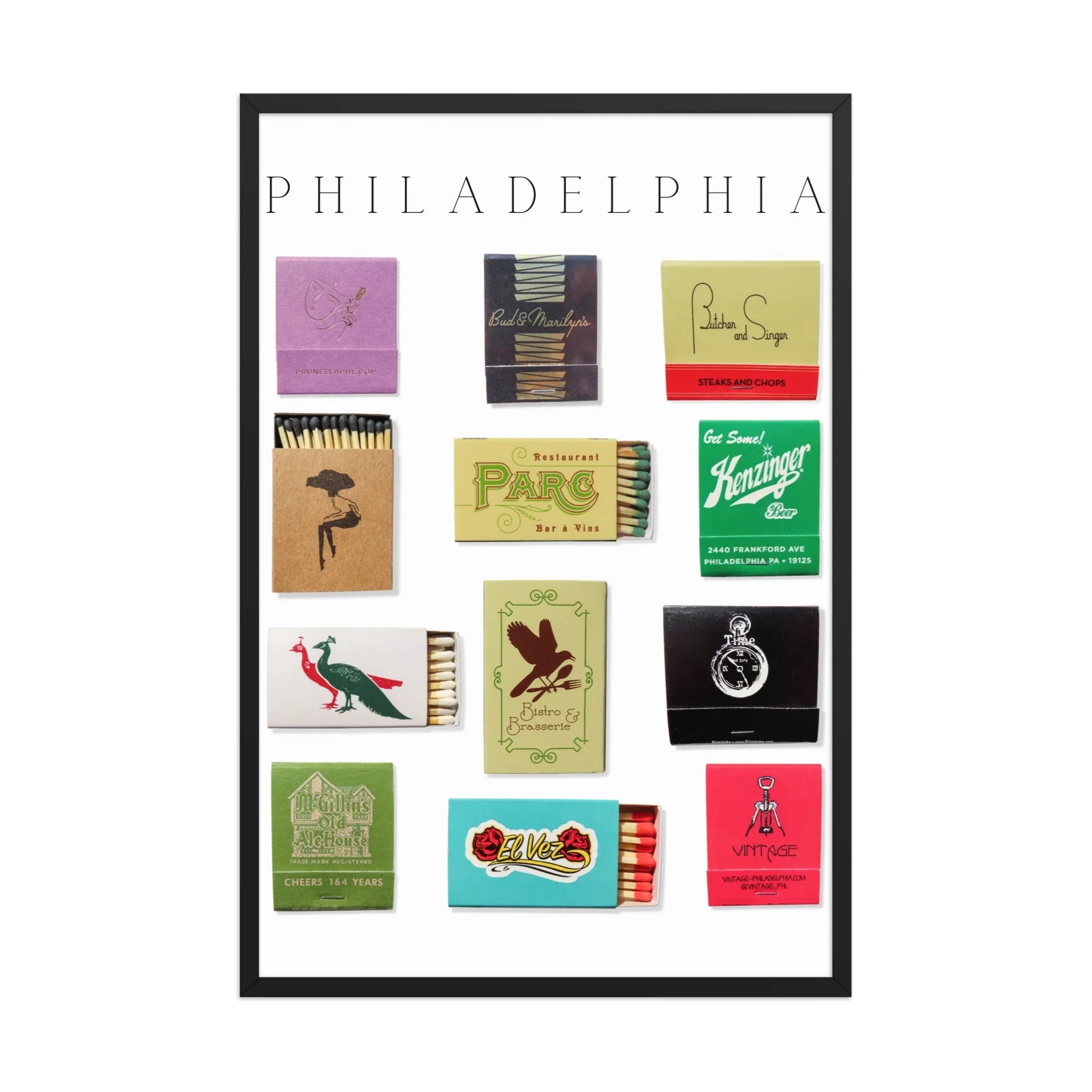 Philadelphia Framed Print matchbook photos
