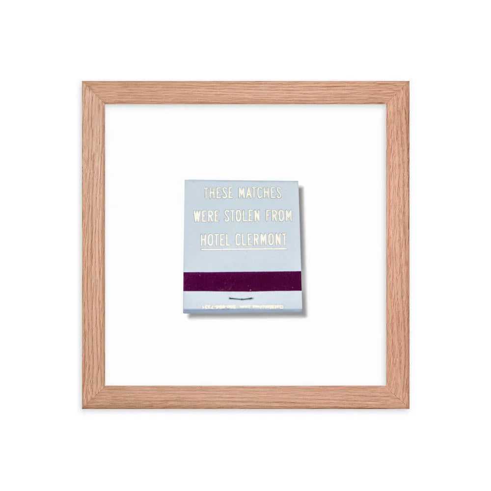 Hotel Clermont Framed Print matchbook photos