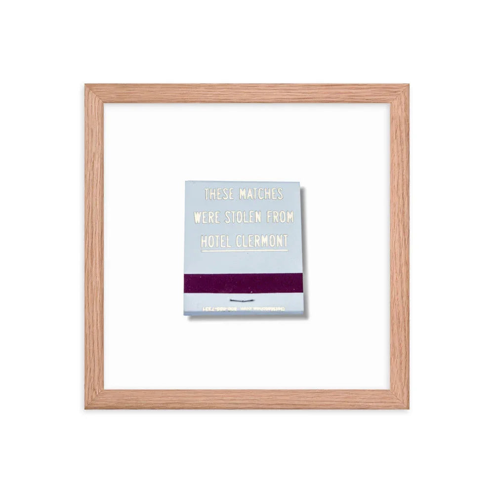 Hotel Clermont Framed Print matchbook photos
