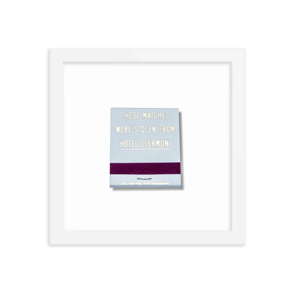 Hotel Clermont Framed Print matchbook photos