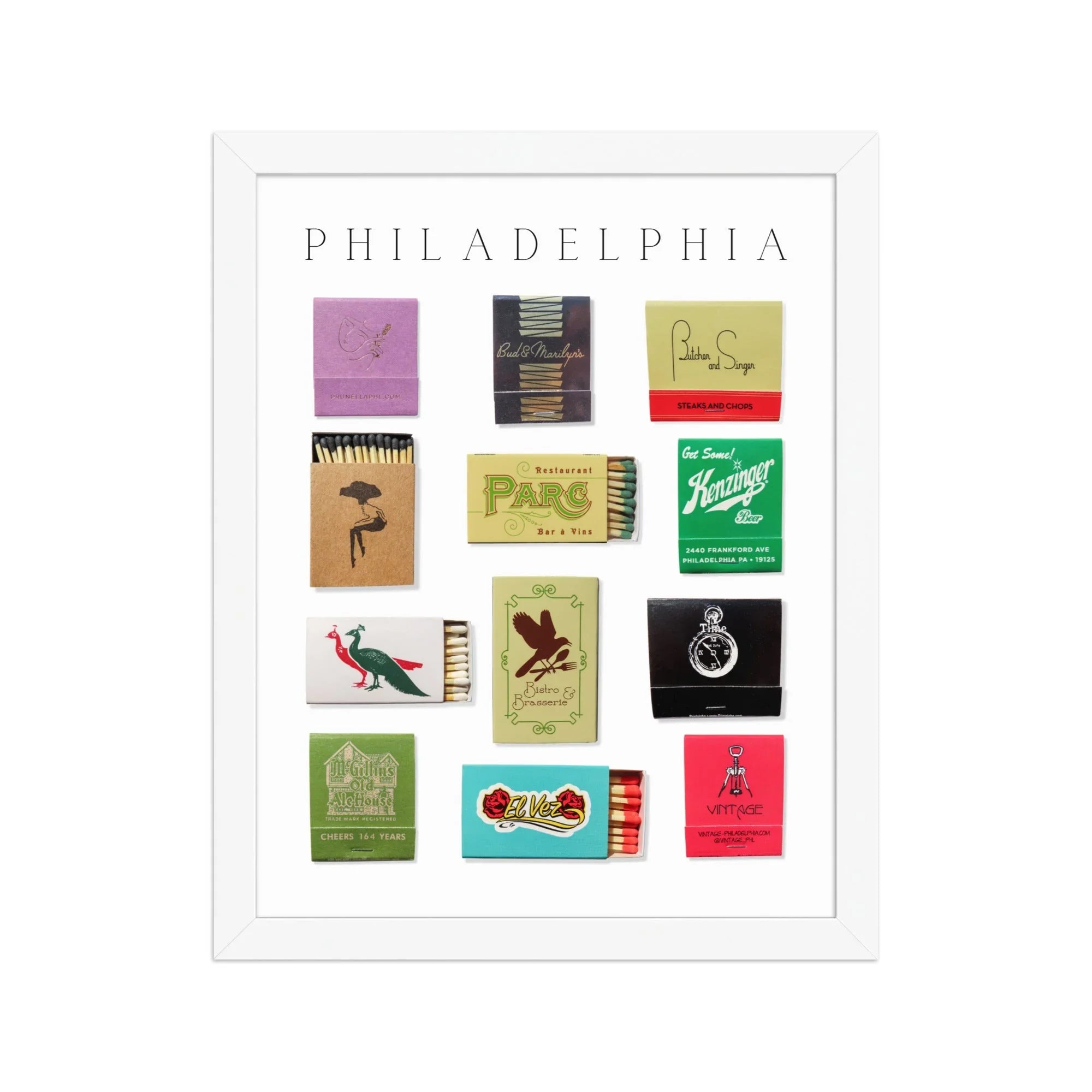Philadelphia Framed Print matchbook photos