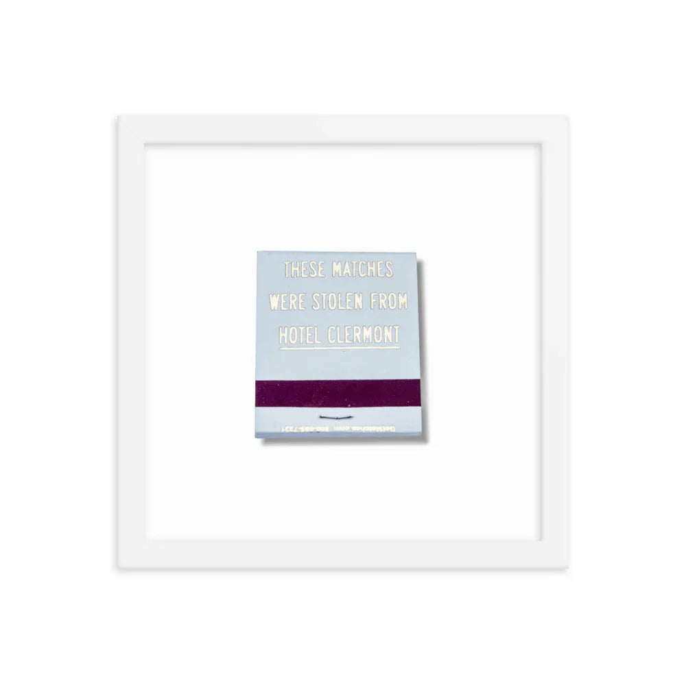 Hotel Clermont Framed Print matchbook photos