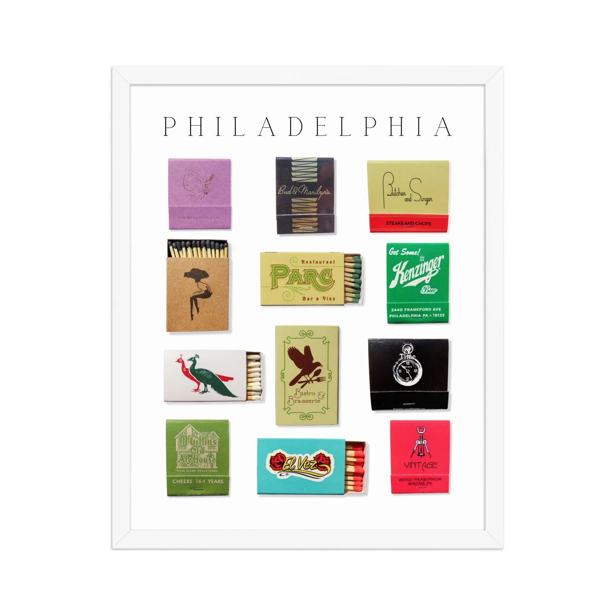 Philadelphia Framed Print matchbook photos