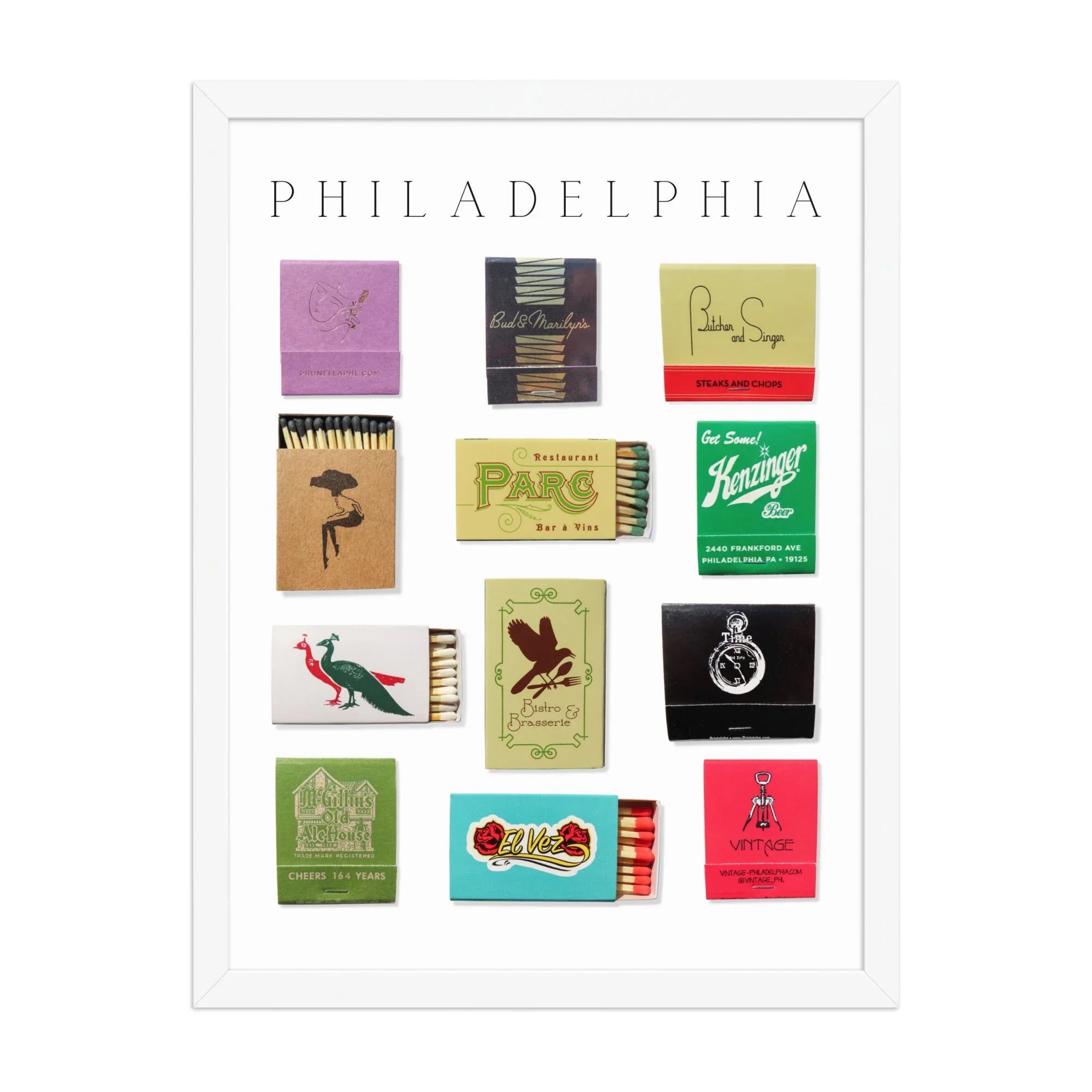 Philadelphia Framed Print matchbook photos