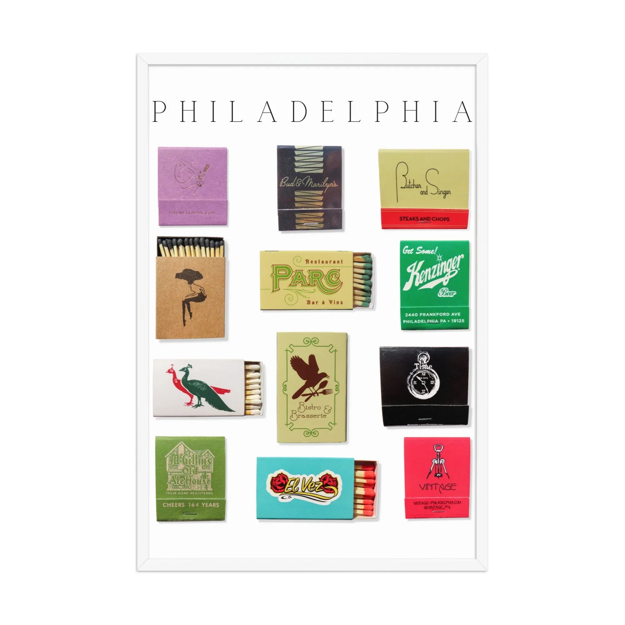 Philadelphia Framed Print matchbook photos