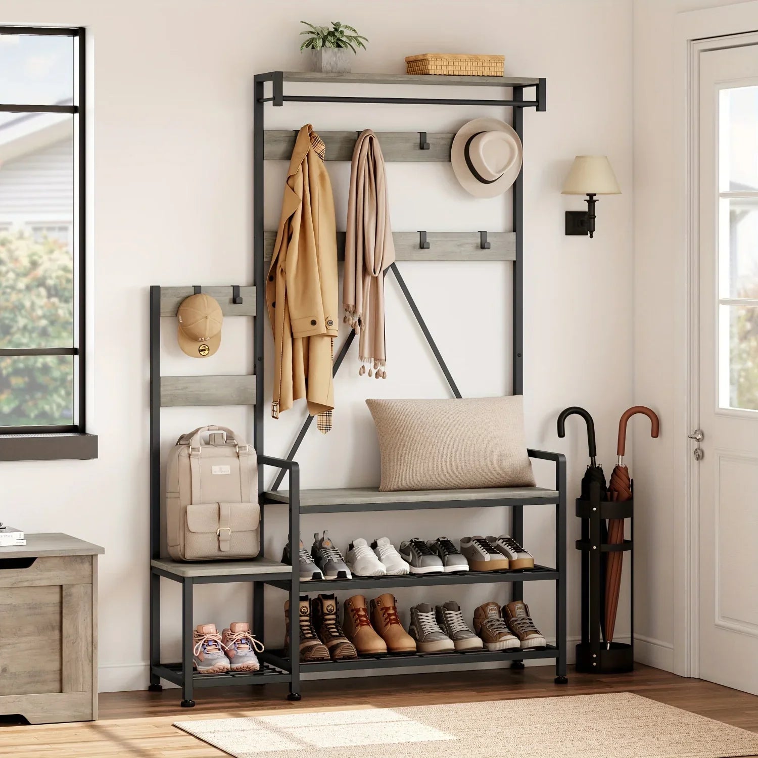 Entryway Coat Rack & Shoe Storage Bench - House Of Avana