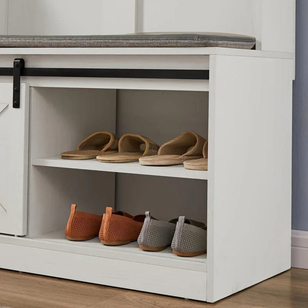 Farmhouse Entryway Bench with Coat Rack - House Of Avana