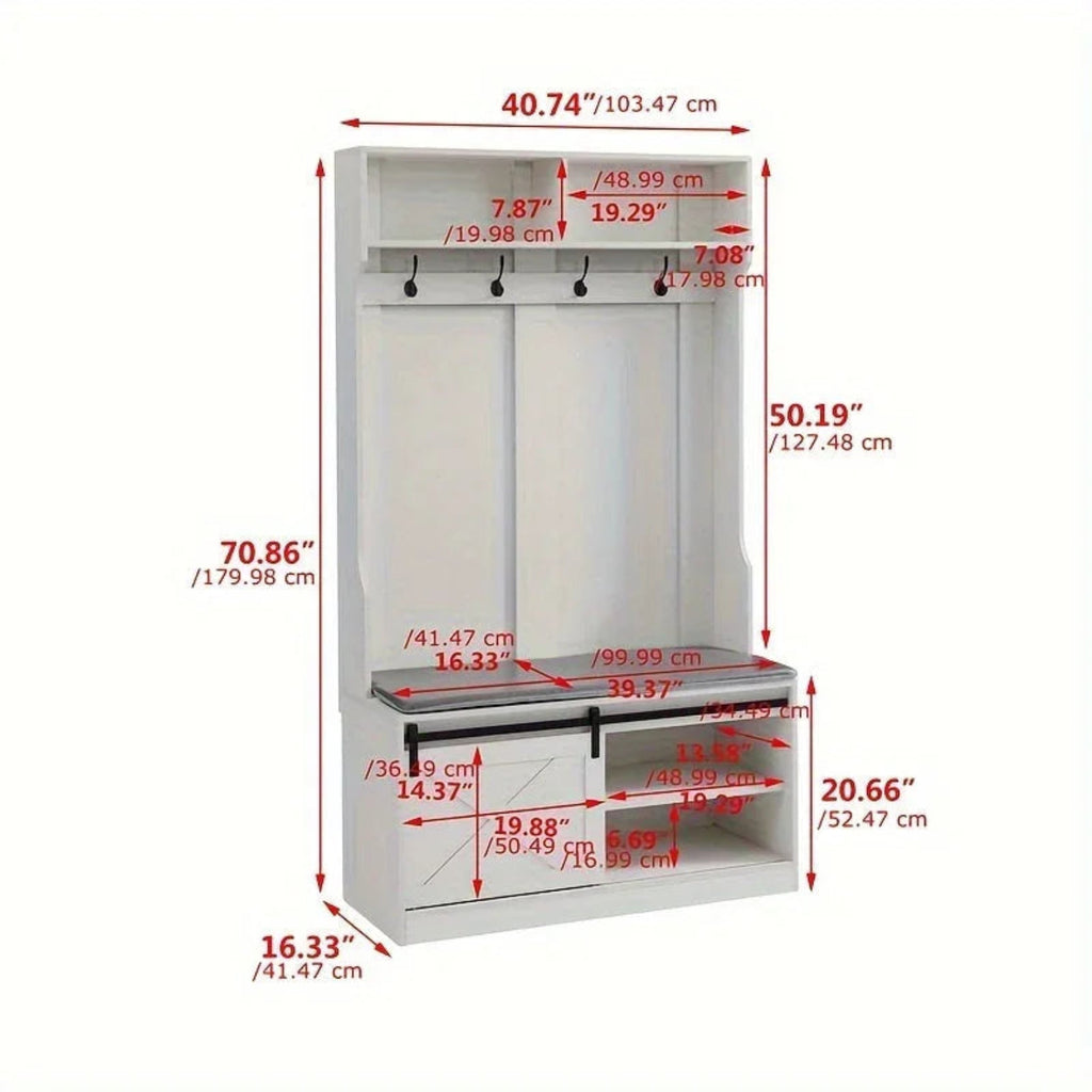 Farmhouse Entryway Bench with Coat Rack - House Of Avana